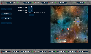 Travel in sublight and see your current position on the map. Beware the system's Sun!